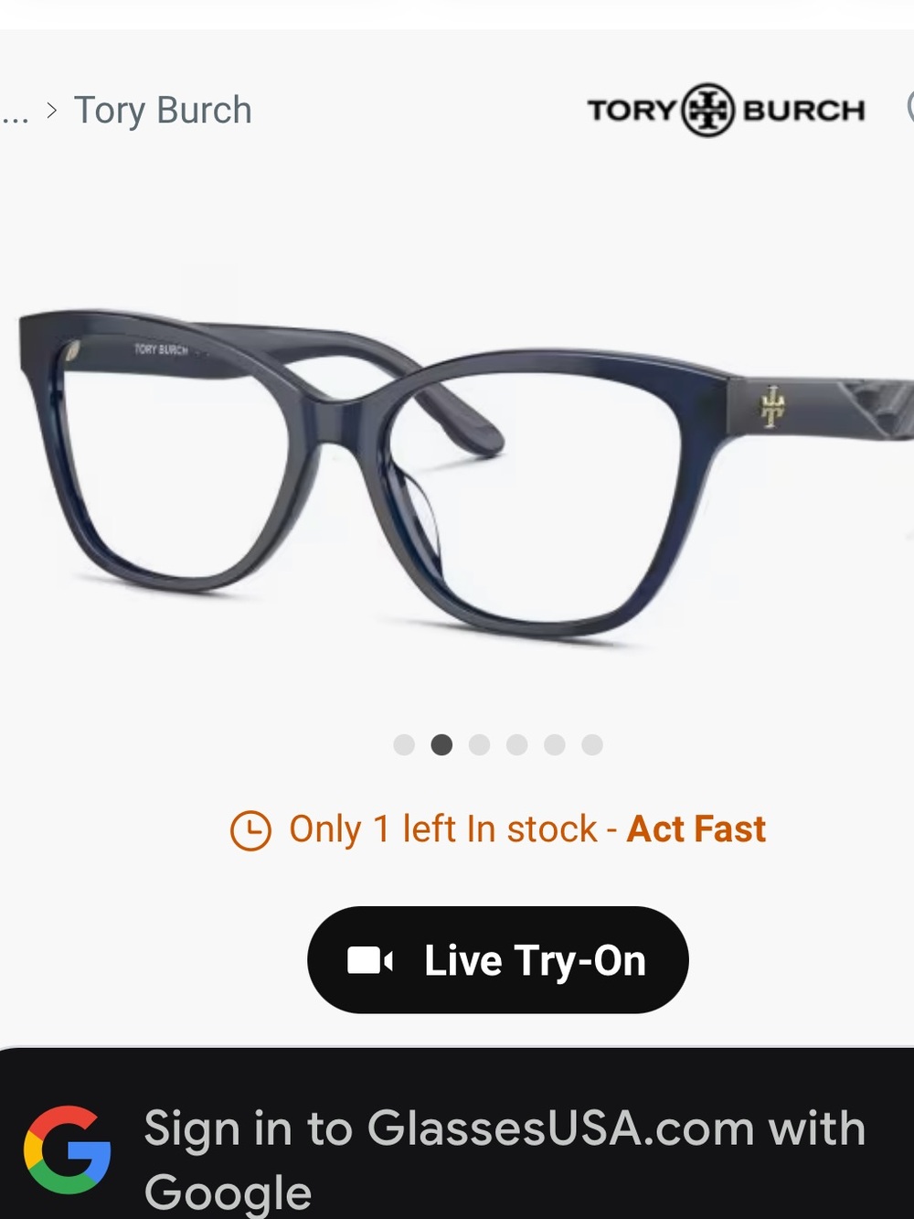 Tory Burch Women’s Navy Blue Eyeglass Frames